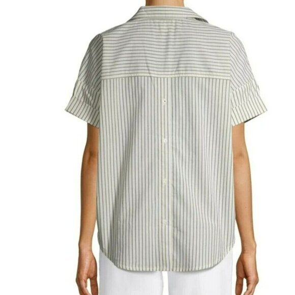 EV1 Cream Stripe Tunic Blouse Size Small - Picture 4 of 7